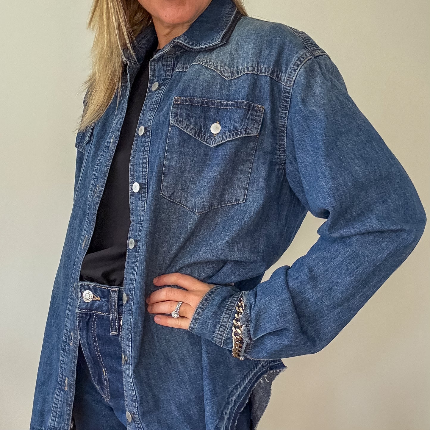 Victoria Beckham Chambray Western Denim Shirt - Size 10