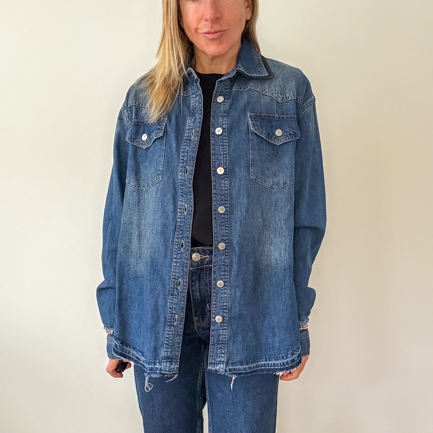 Victoria Beckham Chambray Western Denim Shirt - Size 10