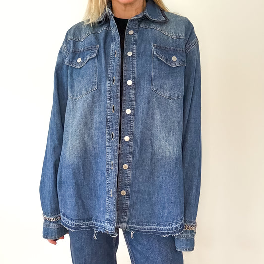 Victoria Beckham Chambray Western Denim Shirt - Size 10
