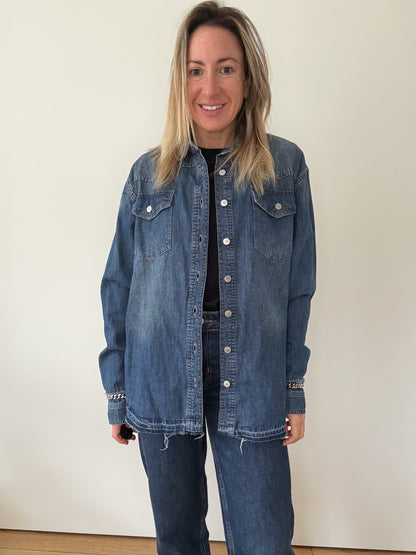 Victoria Beckham Chambray Western Denim Shirt - Size 10