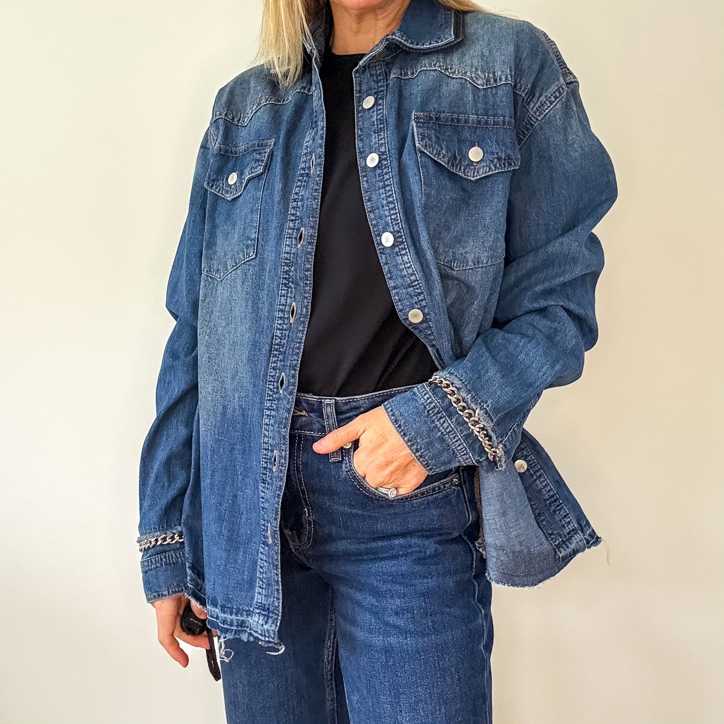 Victoria Beckham Chambray Western Denim Shirt - Size 10