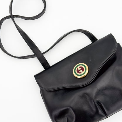 Vintage Gucci Black Leather Shoulder Bag