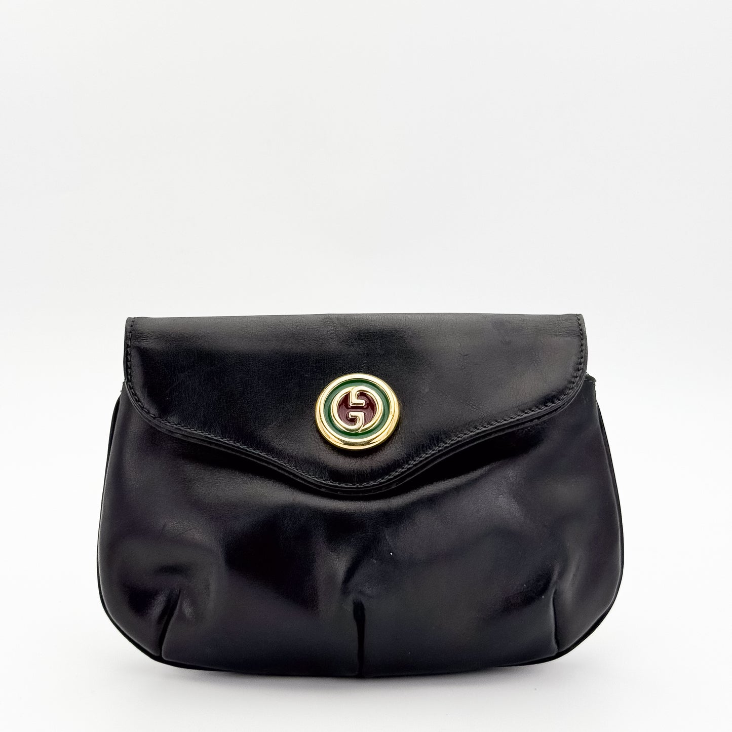 Vintage Gucci Black Leather Shoulder Bag