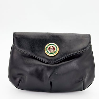 Vintage Gucci Black Leather Shoulder Bag