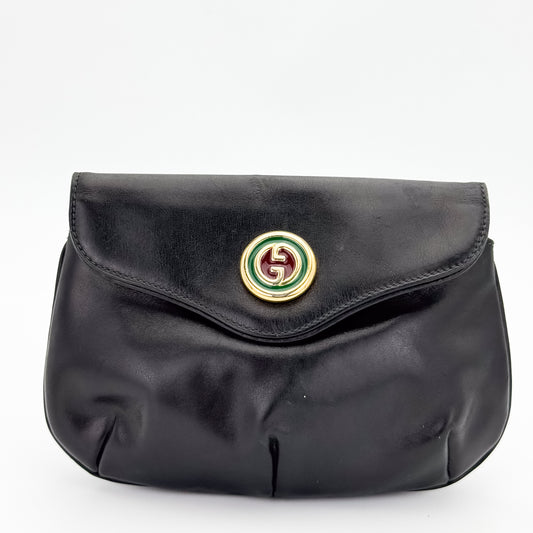 Vintage Gucci Black Leather Shoulder Bag