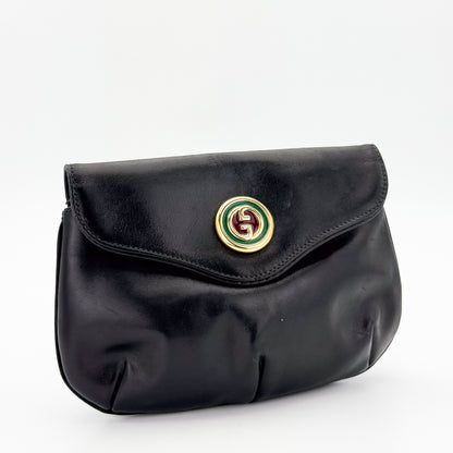 Vintage Gucci Black Leather Shoulder Bag