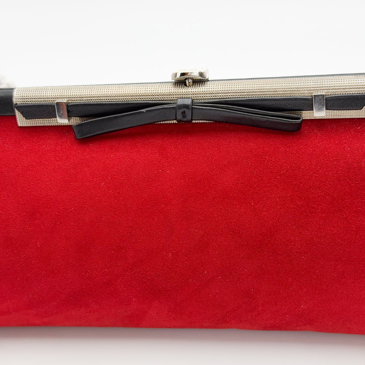 Vintage Loewe Red Velvet Ruffle Frame Clutch | Authentic Preloved