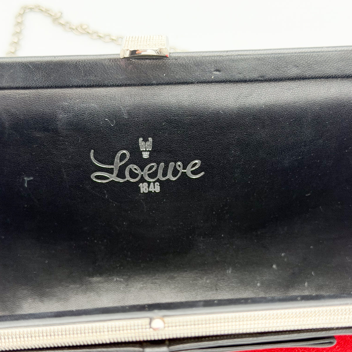 Vintage Loewe Red Velvet Ruffle Frame Clutch | Authentic Preloved
