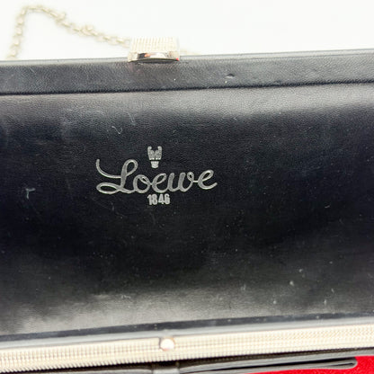 Vintage Loewe Red Velvet Ruffle Frame Clutch | Authentic Preloved