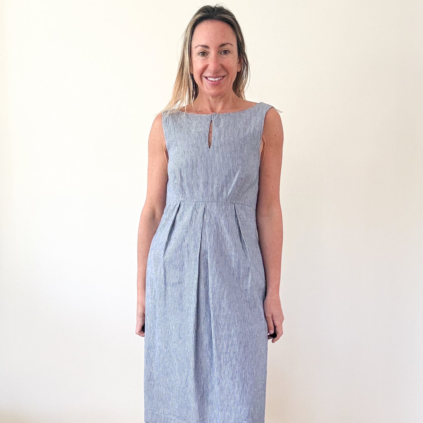 Weekend Max Mara Blue & White Striped Cotton Dress - Size 8