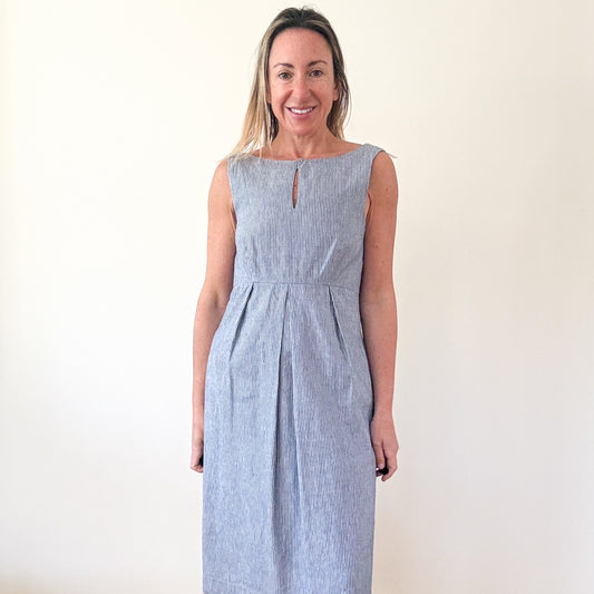 Weekend Max Mara Blue & White Striped Cotton Dress - Size 8