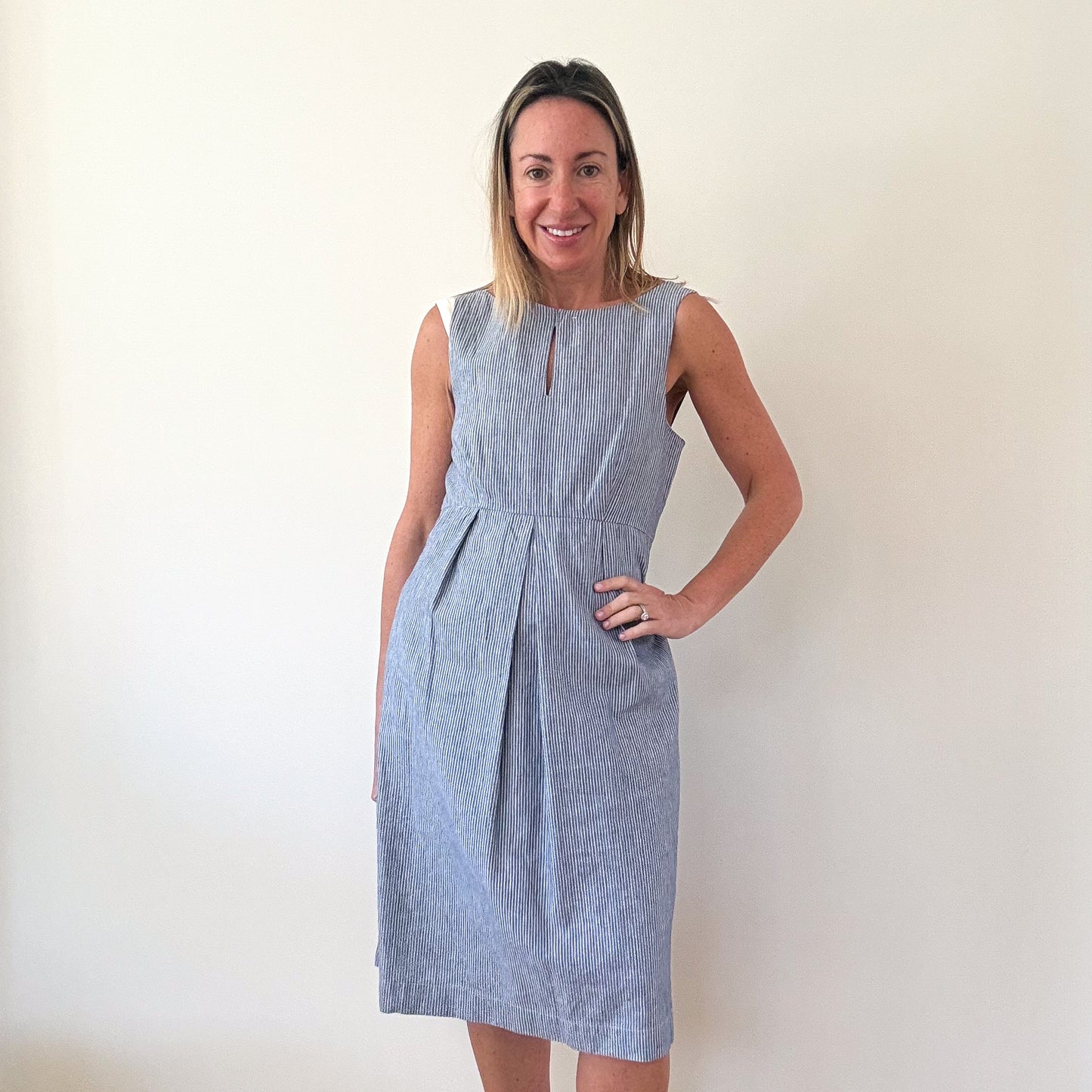 Weekend Max Mara Blue & White Striped Cotton Dress - Size 8