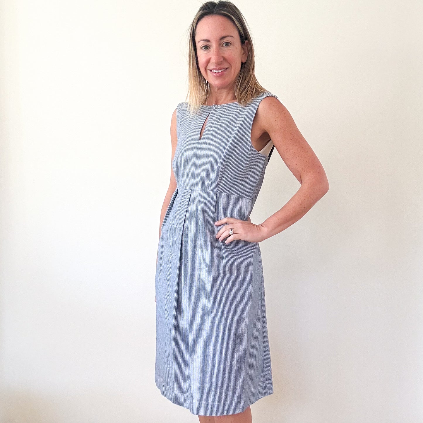 Weekend Max Mara Blue & White Striped Cotton Dress - Size 8