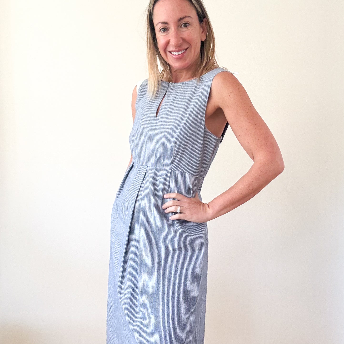 Weekend Max Mara Blue & White Striped Cotton Dress - Size 8