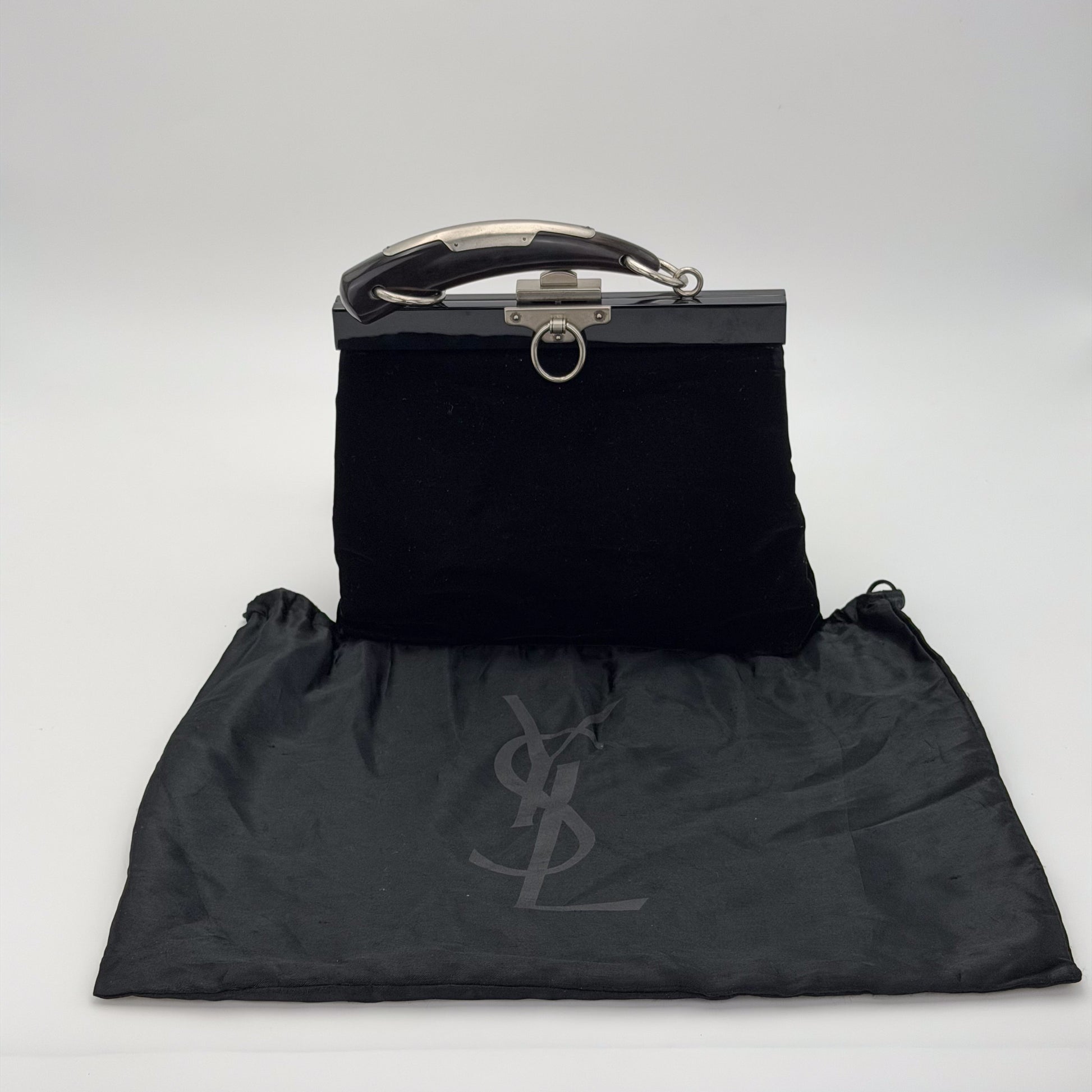 YSL Mombasa bag shown with original Yves Saint Laurent dust bag