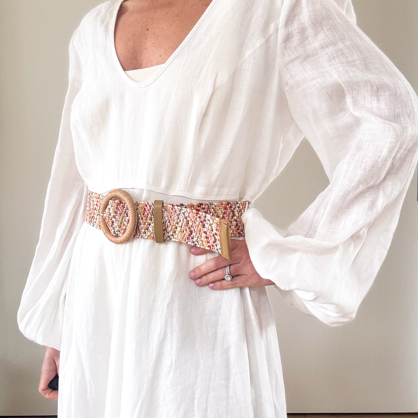 Zimmermann Cira Plunge White Linen Maxi Dress - Size 3