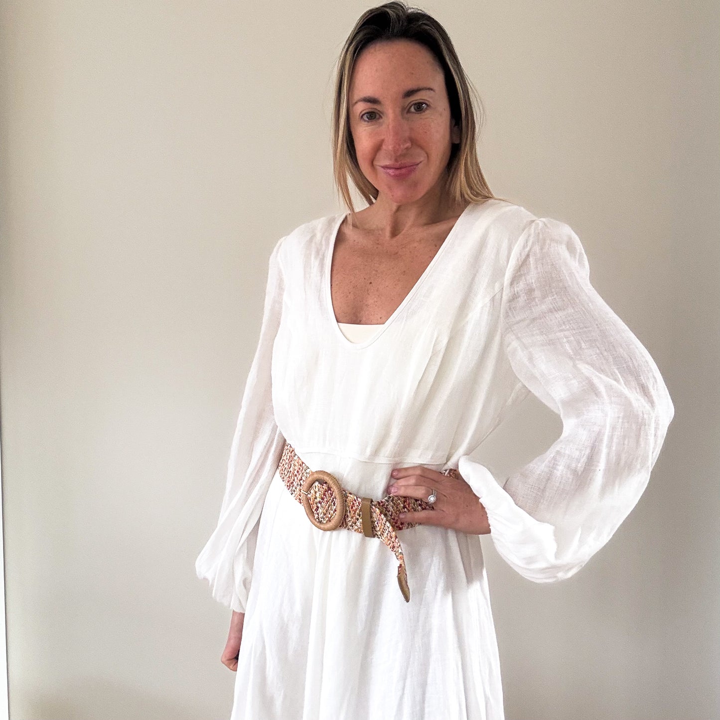 Zimmermann Cira Plunge White Linen Maxi Dress - Size 3