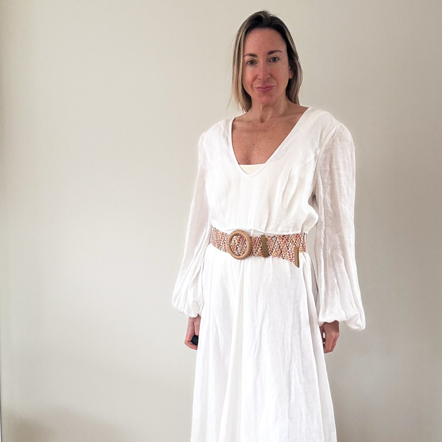 Zimmermann Cira Plunge White Linen Maxi Dress - Size 3