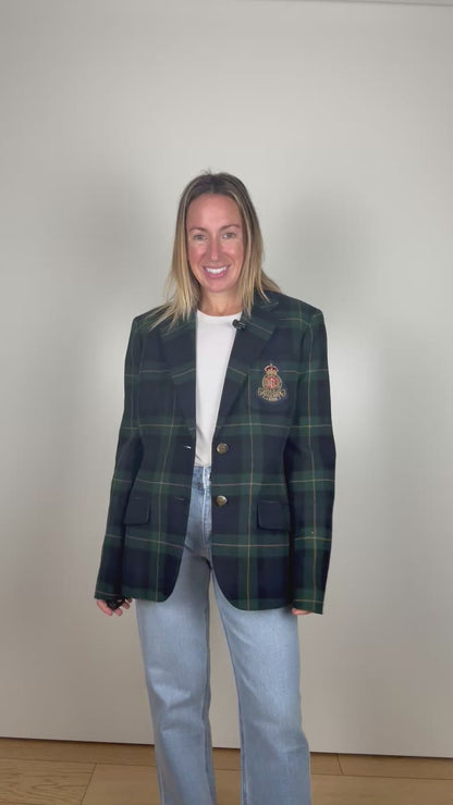 Ralph Lauren Plaid Bullion-Crest Blazer - Size 12