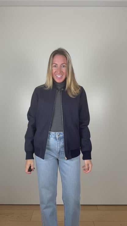 A.P.C. Navy Bomber Jacket — Size UK 8
