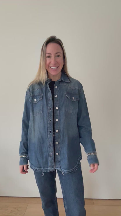 Victoria Beckham Chambray Western Denim Shirt - Size 10
