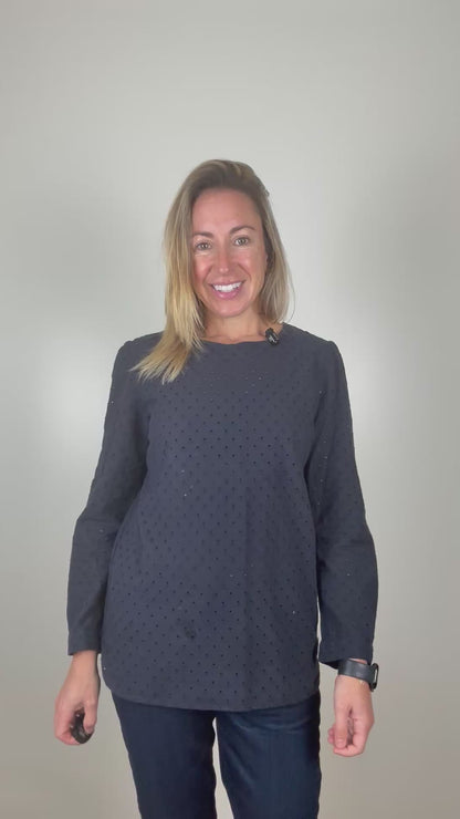 A.P.C Cotton Eyelet Top - Size UK 8