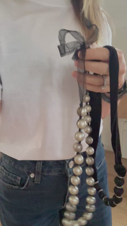 Lanvin Black Bolo Velvet Necklace with Crystal Accents